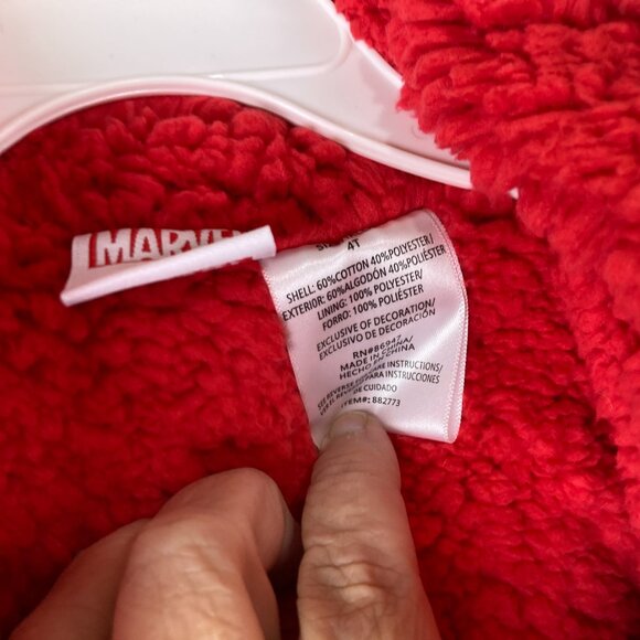 NWT Disney Marvel Boys Sz 4T Spiderman Kids Plush Hoodie Jacket Black Red - Picture 7 of 9